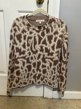 NWOT: Karlie Brown & Cream Abstract Pattern Knit Pullover